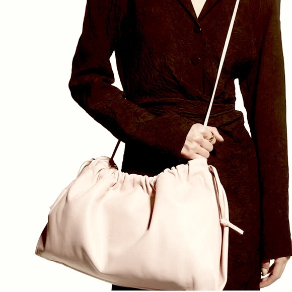 STUDIO AMELIA Maxi Drawstring Ruched Lambskin Leather Clutch/Purse - Picture 7 of 7